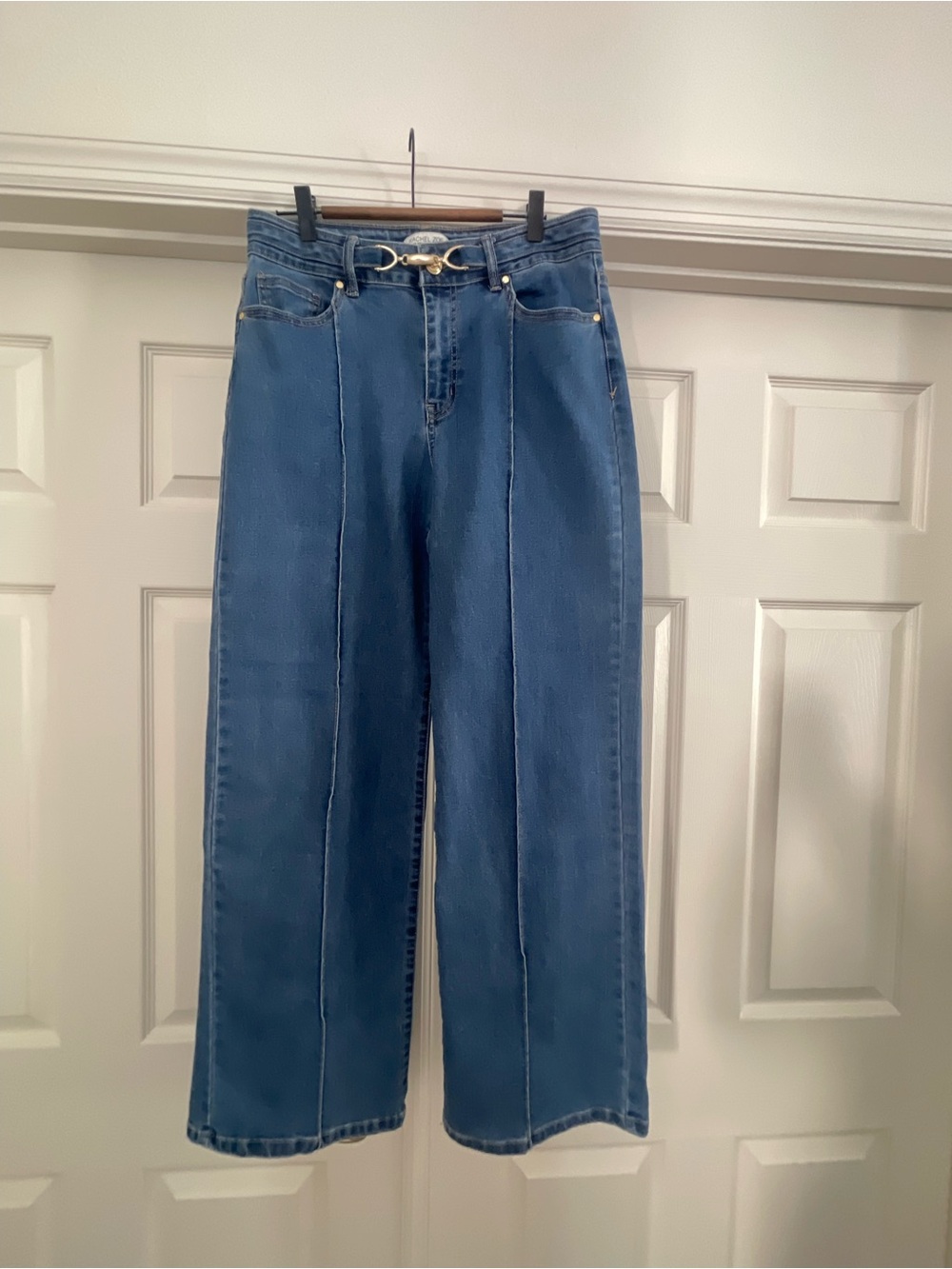 Rachel Zoe Mid-Blue Wide-Leg Panel-Seam Jeans